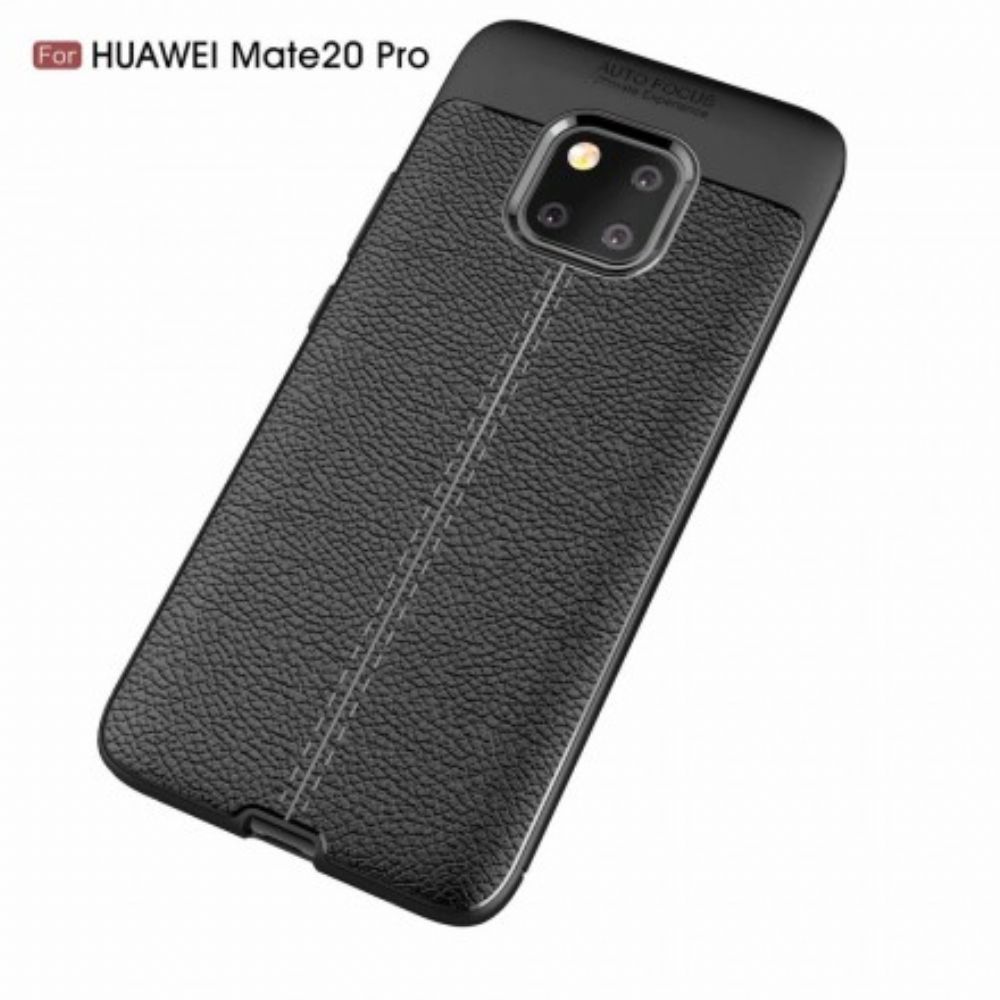 Hülle Für Huawei Mate 20 Pro Doppellinie Litschi-leder-effekt