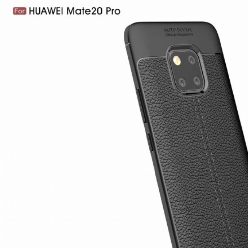 Hülle Für Huawei Mate 20 Pro Doppellinie Litschi-leder-effekt