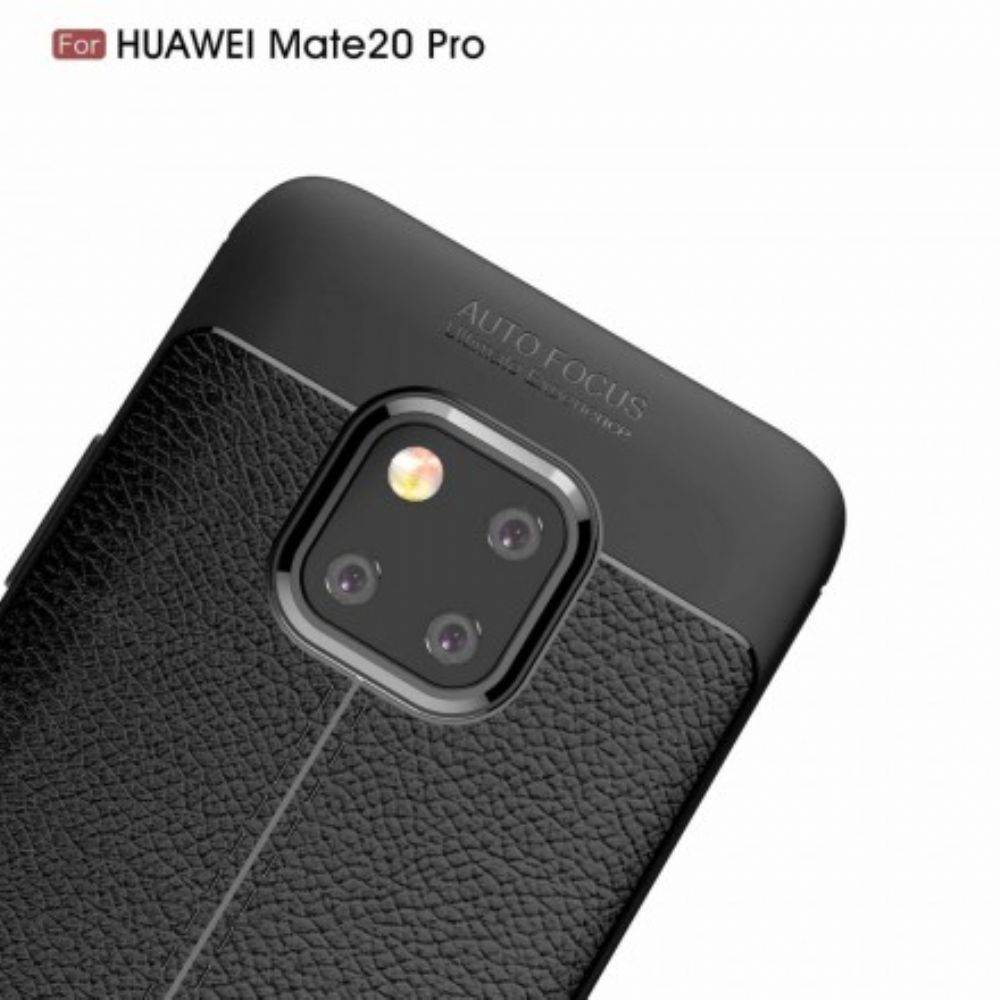 Hülle Für Huawei Mate 20 Pro Doppellinie Litschi-leder-effekt