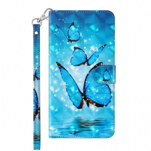 Flip Case Für Xiaomi Redmi Note 11 Pro Plus 5G 3d Blaue Schmetterlinge