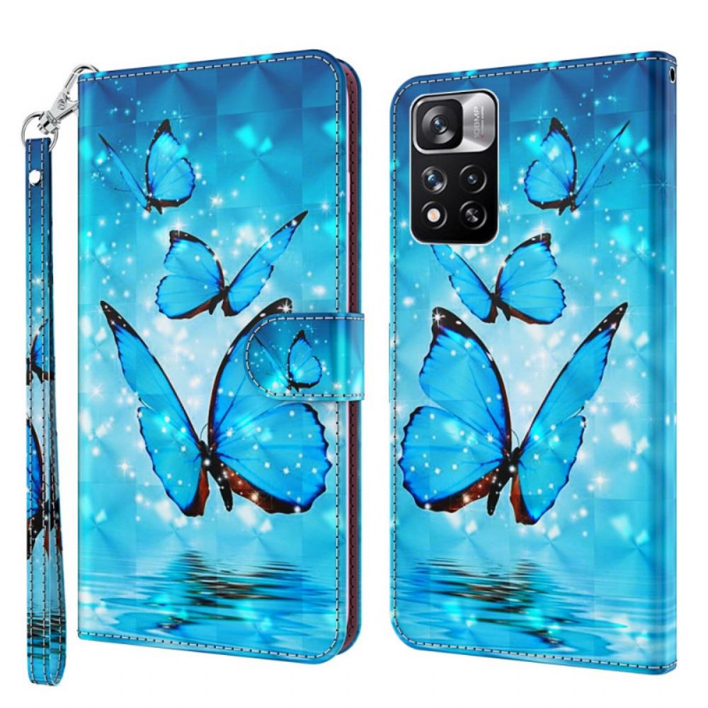 Flip Case Für Xiaomi Redmi Note 11 Pro Plus 5G 3d Blaue Schmetterlinge