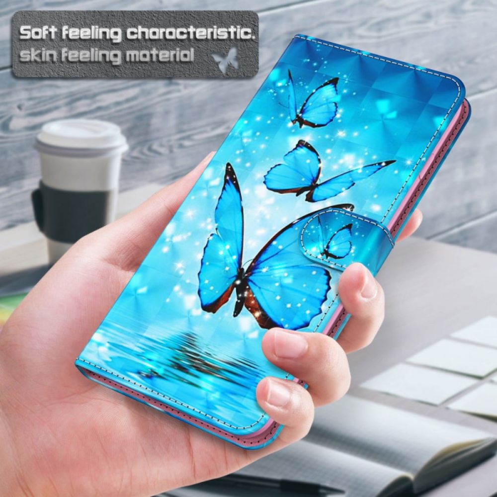 Flip Case Für Xiaomi Redmi Note 11 Pro Plus 5G 3d Blaue Schmetterlinge