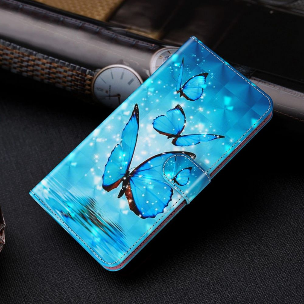 Flip Case Für Xiaomi Redmi Note 11 Pro Plus 5G 3d Blaue Schmetterlinge