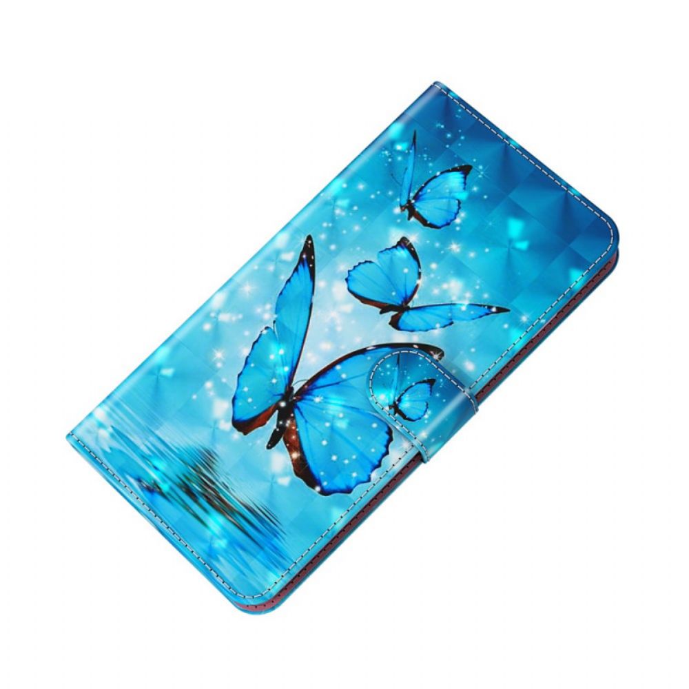 Flip Case Für Xiaomi Redmi Note 11 Pro Plus 5G 3d Blaue Schmetterlinge