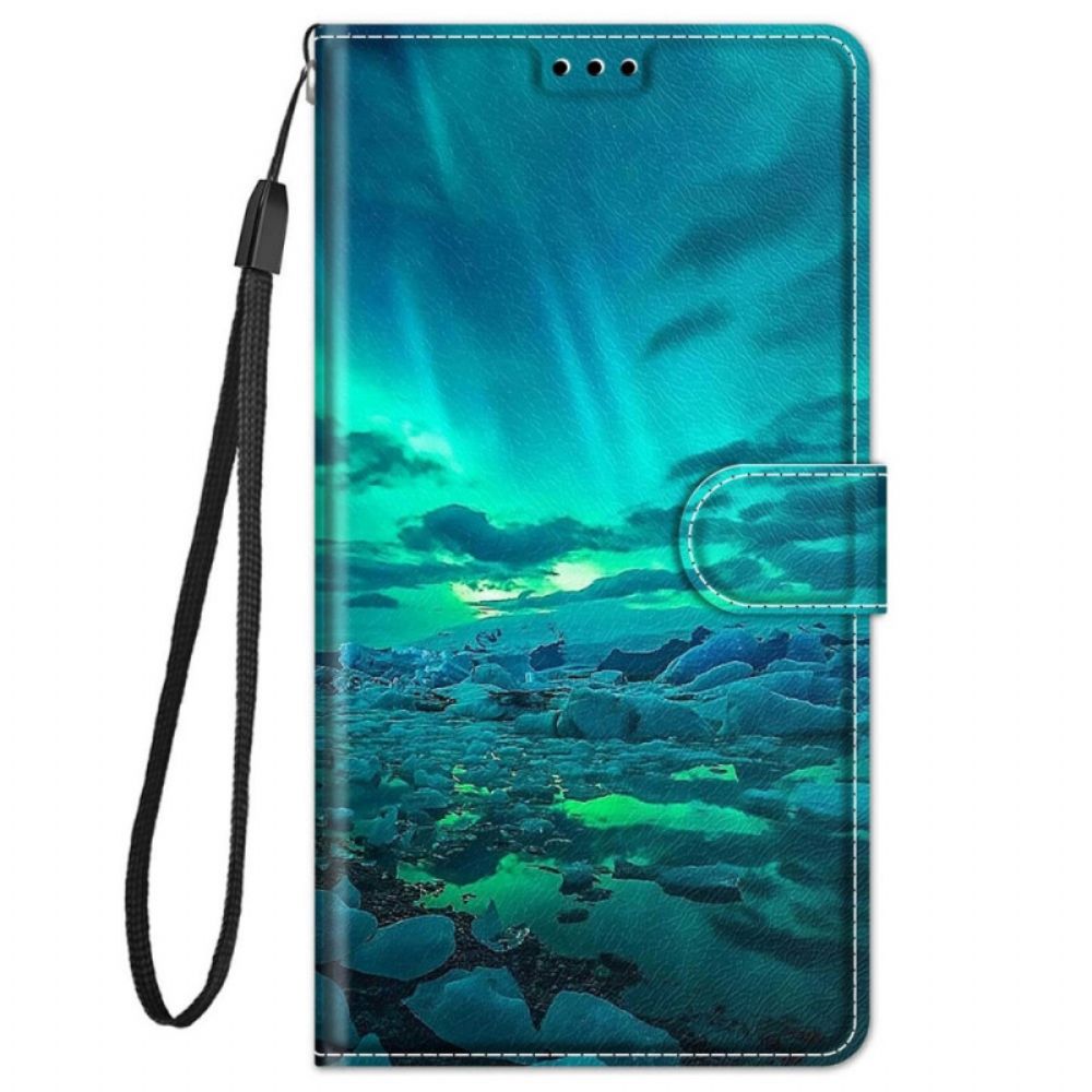 Flip Case Für Xiaomi Redmi Note 11 Pro Plus 5G Mit Kordel Riemenlandschaft