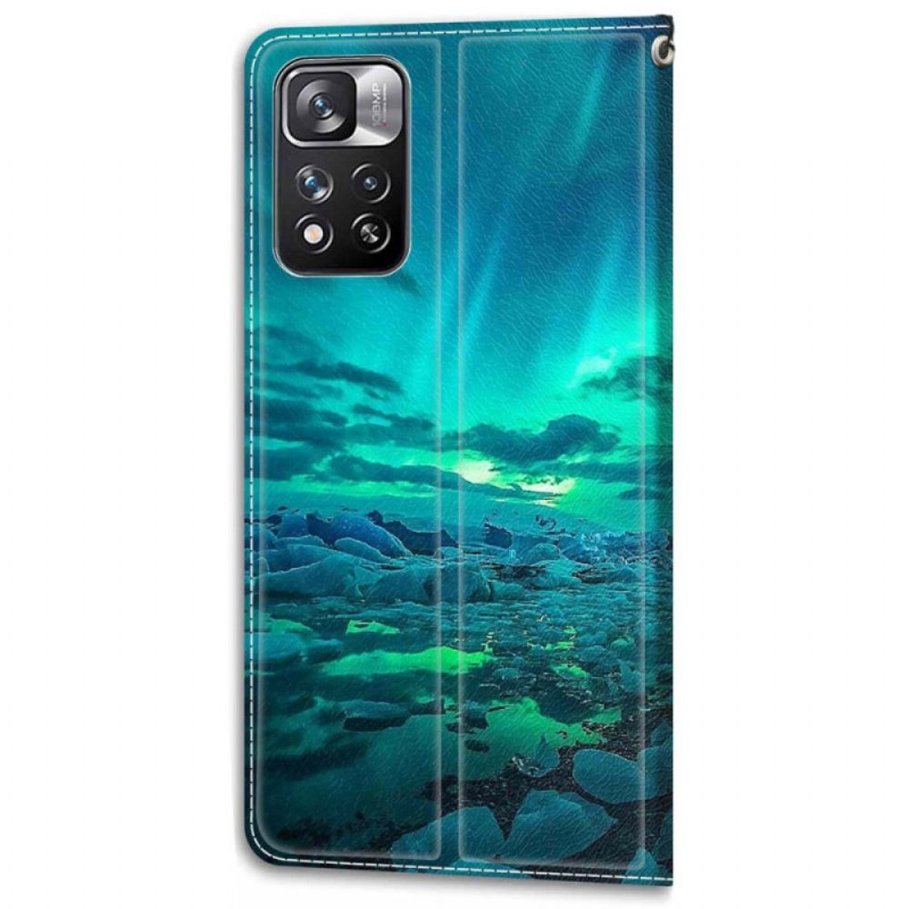 Flip Case Für Xiaomi Redmi Note 11 Pro Plus 5G Mit Kordel Riemenlandschaft