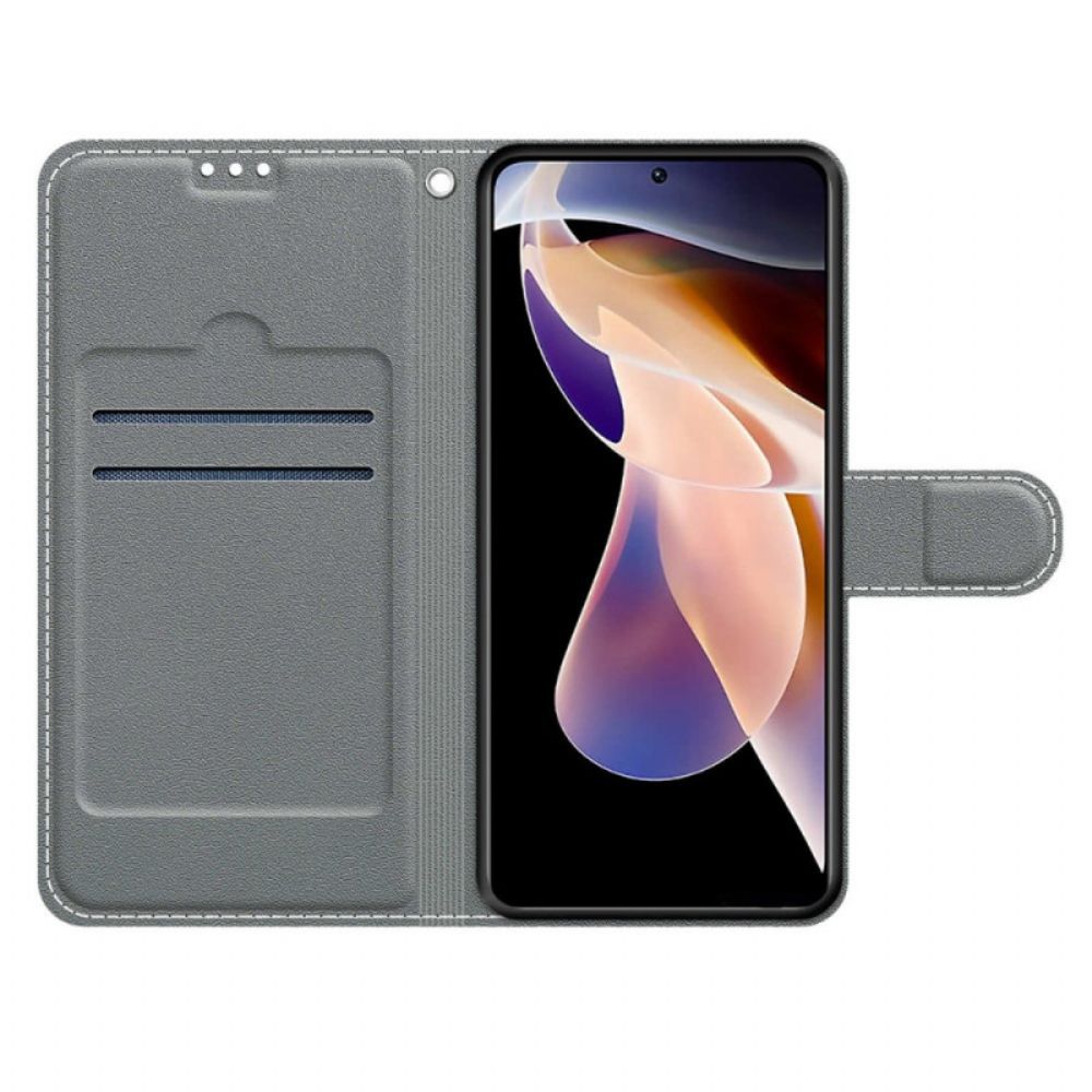 Flip Case Für Xiaomi Redmi Note 11 Pro Plus 5G Mit Kordel Riemenlandschaft