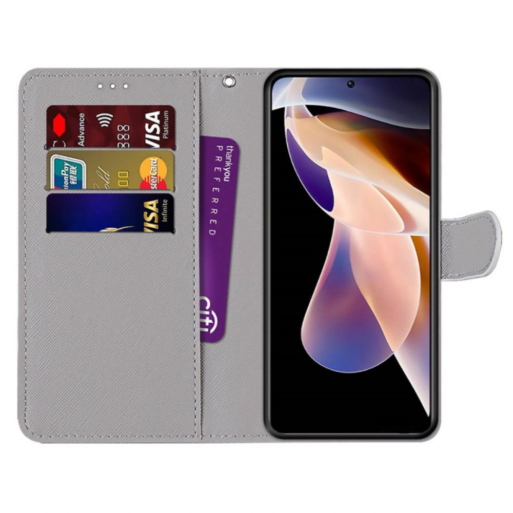 Flip Case Für Xiaomi Redmi Note 11 Pro Plus 5G Mit Kordel String Sheets