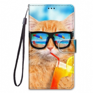 Flip Case Für Xiaomi Redmi Note 11 Pro Plus 5G Mit Kordel Tanga Star Cat