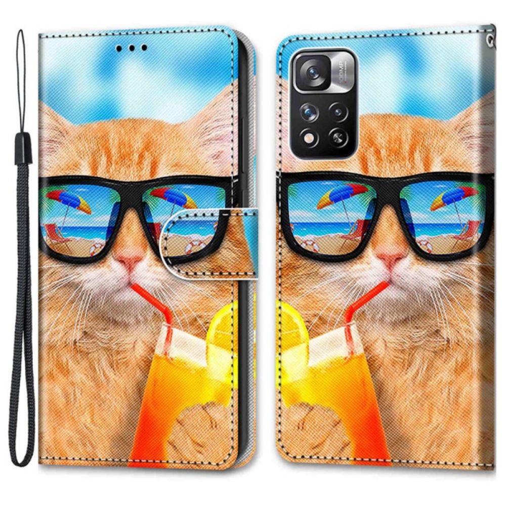 Flip Case Für Xiaomi Redmi Note 11 Pro Plus 5G Mit Kordel Tanga Star Cat