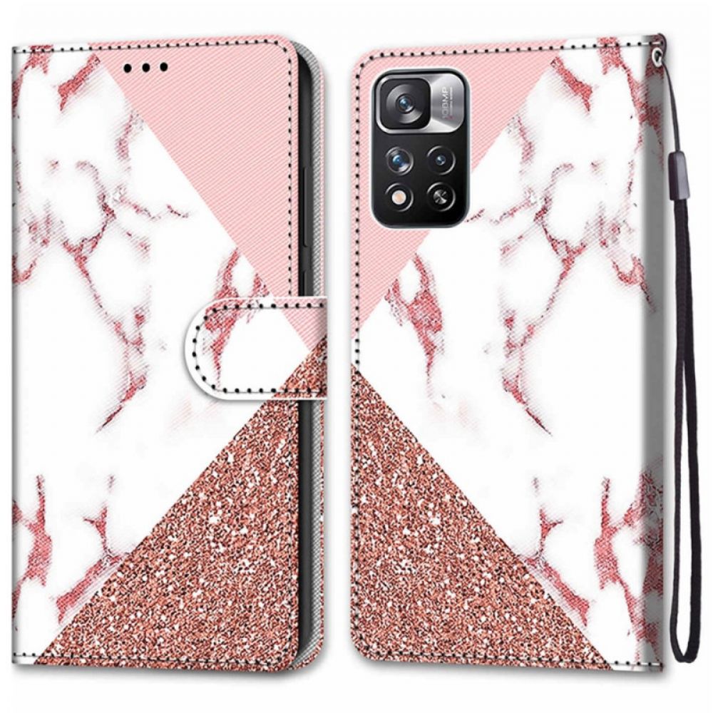 Flip Case Für Xiaomi Redmi Note 11 Pro Plus 5G Murmel- Und Glitzerdreieck