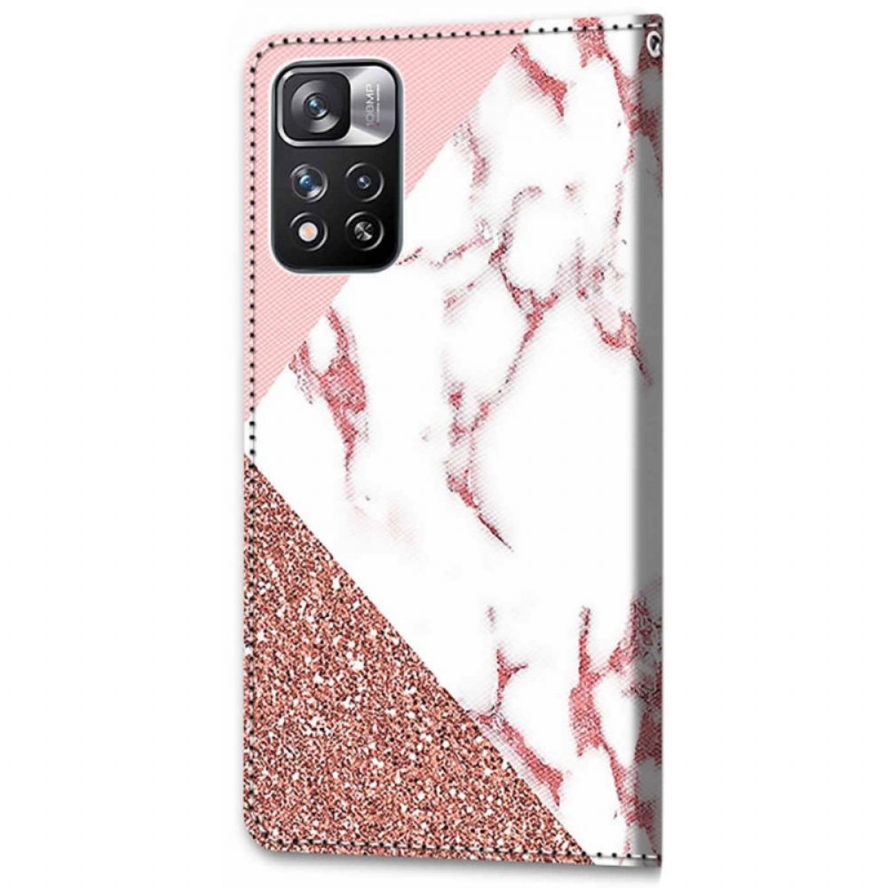 Flip Case Für Xiaomi Redmi Note 11 Pro Plus 5G Murmel- Und Glitzerdreieck