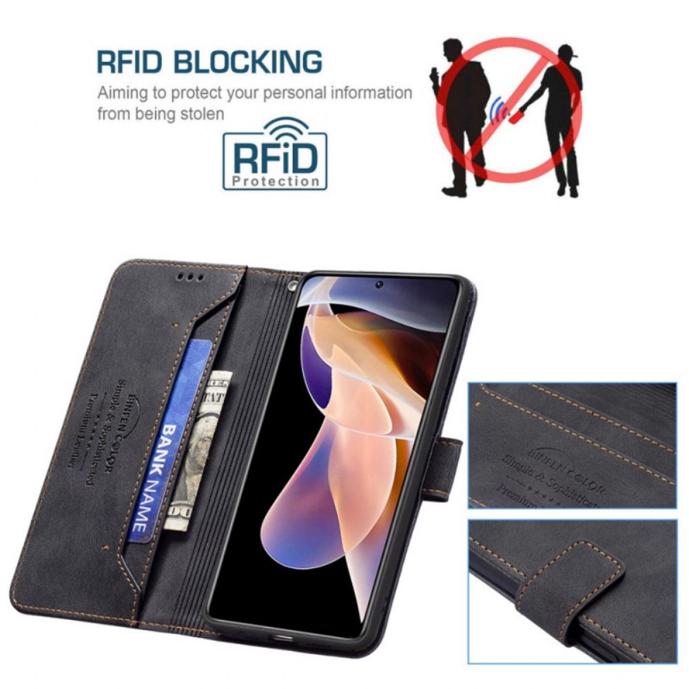 Flip Case Für Xiaomi Redmi Note 11 Pro Plus 5G Rfid-binfen-farbe