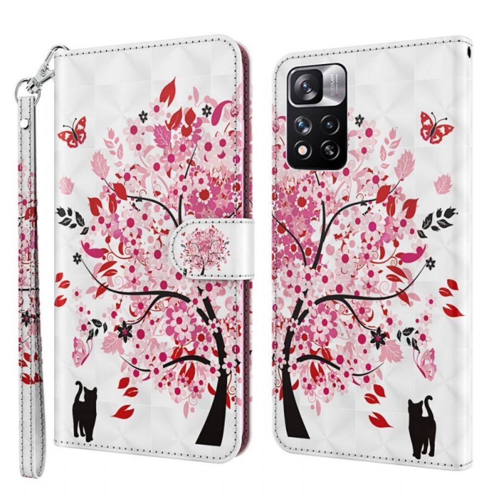 Flip Case Für Xiaomi Redmi Note 11 Pro Plus 5G Rosa Baum