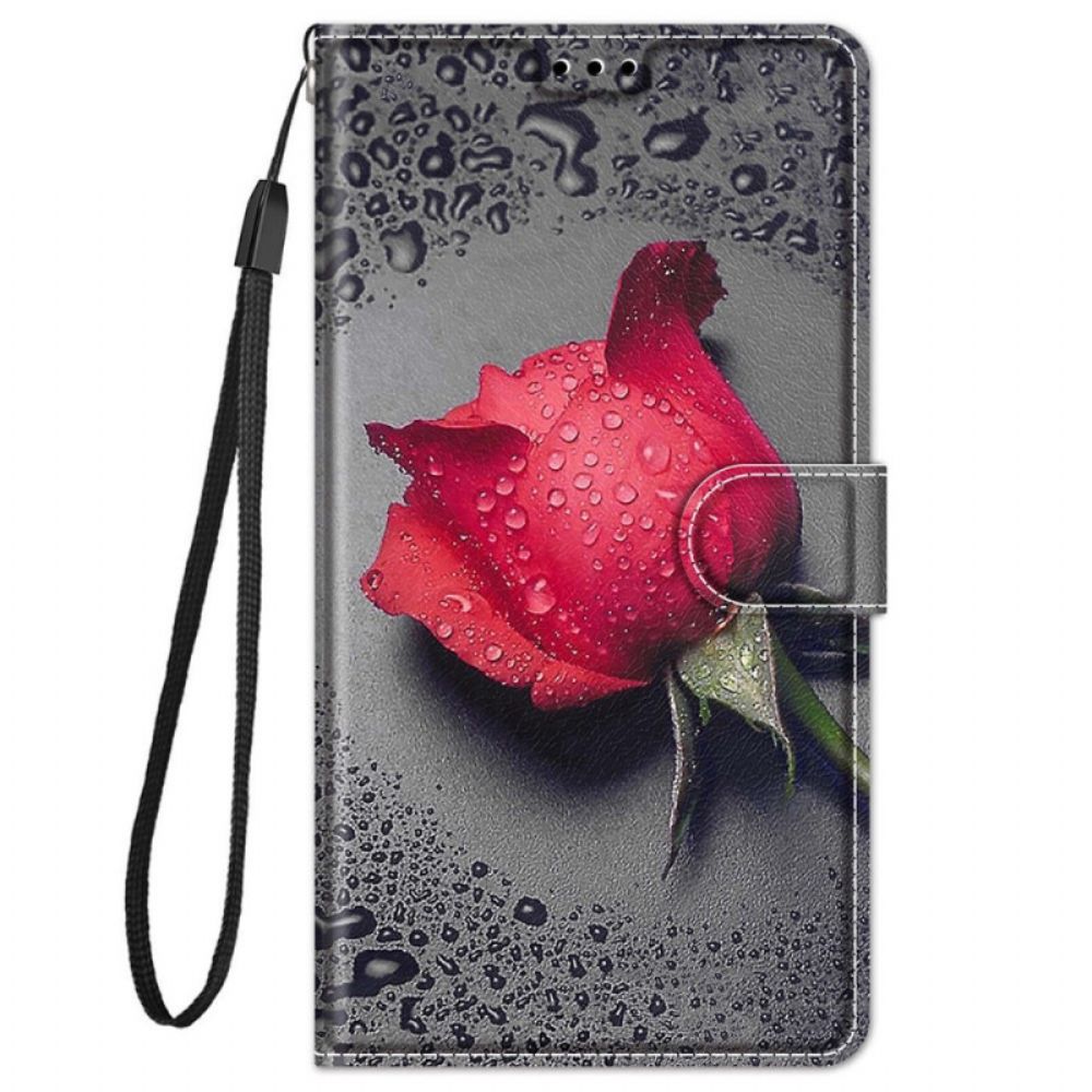 Flip Case Für Xiaomi Redmi Note 11 Pro Plus 5G Rosen Mit Riemen