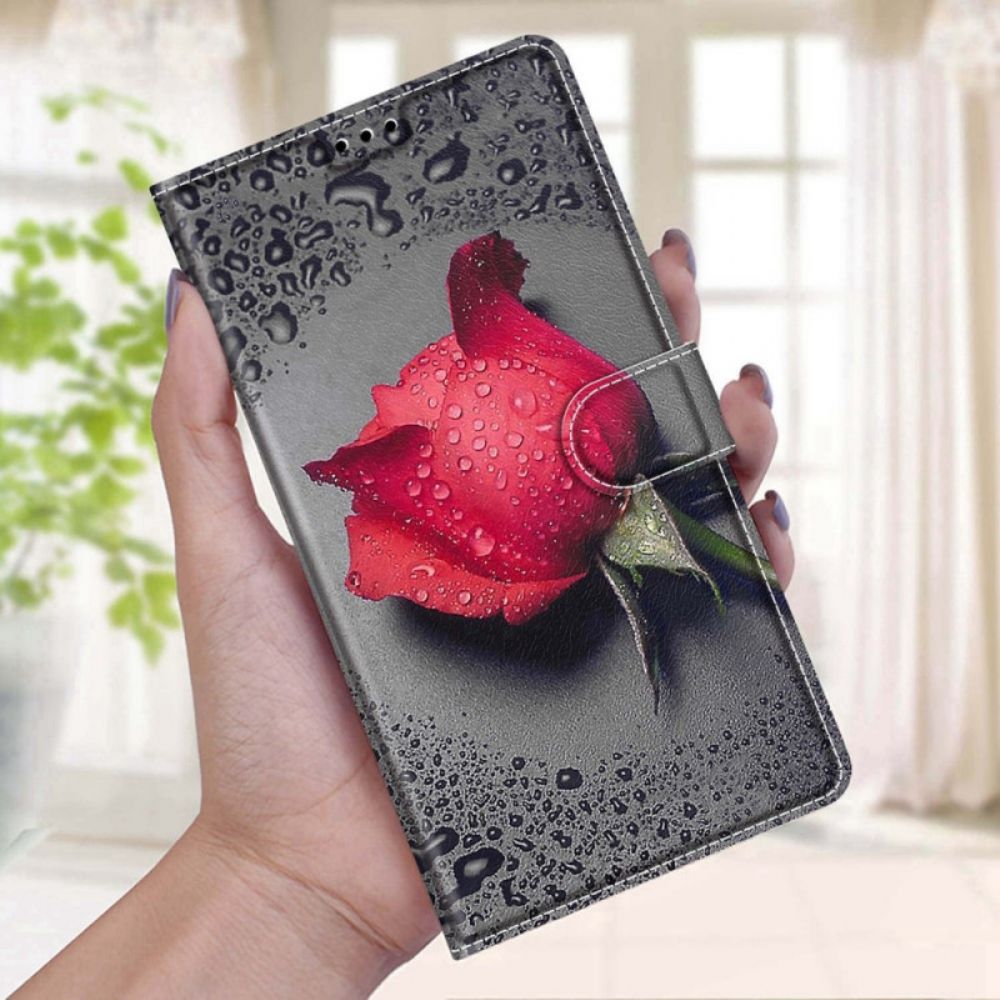 Flip Case Für Xiaomi Redmi Note 11 Pro Plus 5G Rosen Mit Riemen