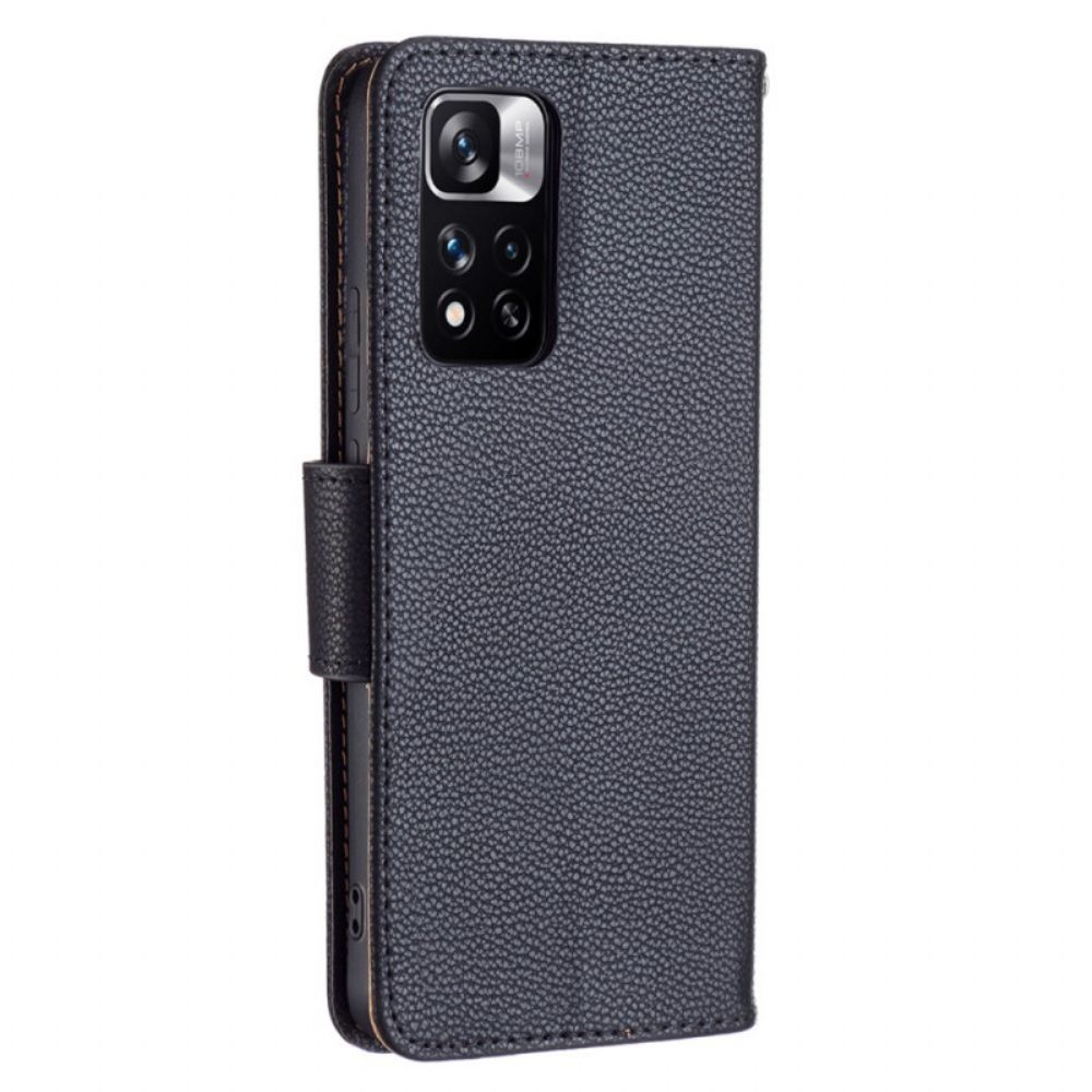 Flip Case Für Xiaomi Redmi Note 11 Pro Plus 5G Schräge Litschi-schließe