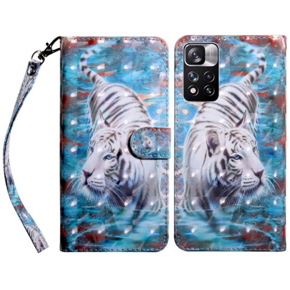 Flip Case Für Xiaomi Redmi Note 11 Pro Plus 5G Tiger Im Wasser