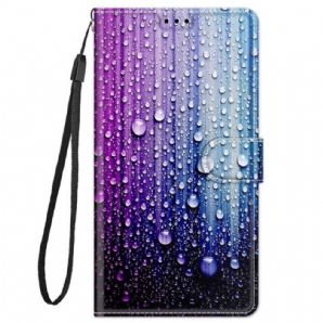 Flip Case Für Xiaomi Redmi Note 11 Pro Plus 5G Wassertropfen Mit Lanyard