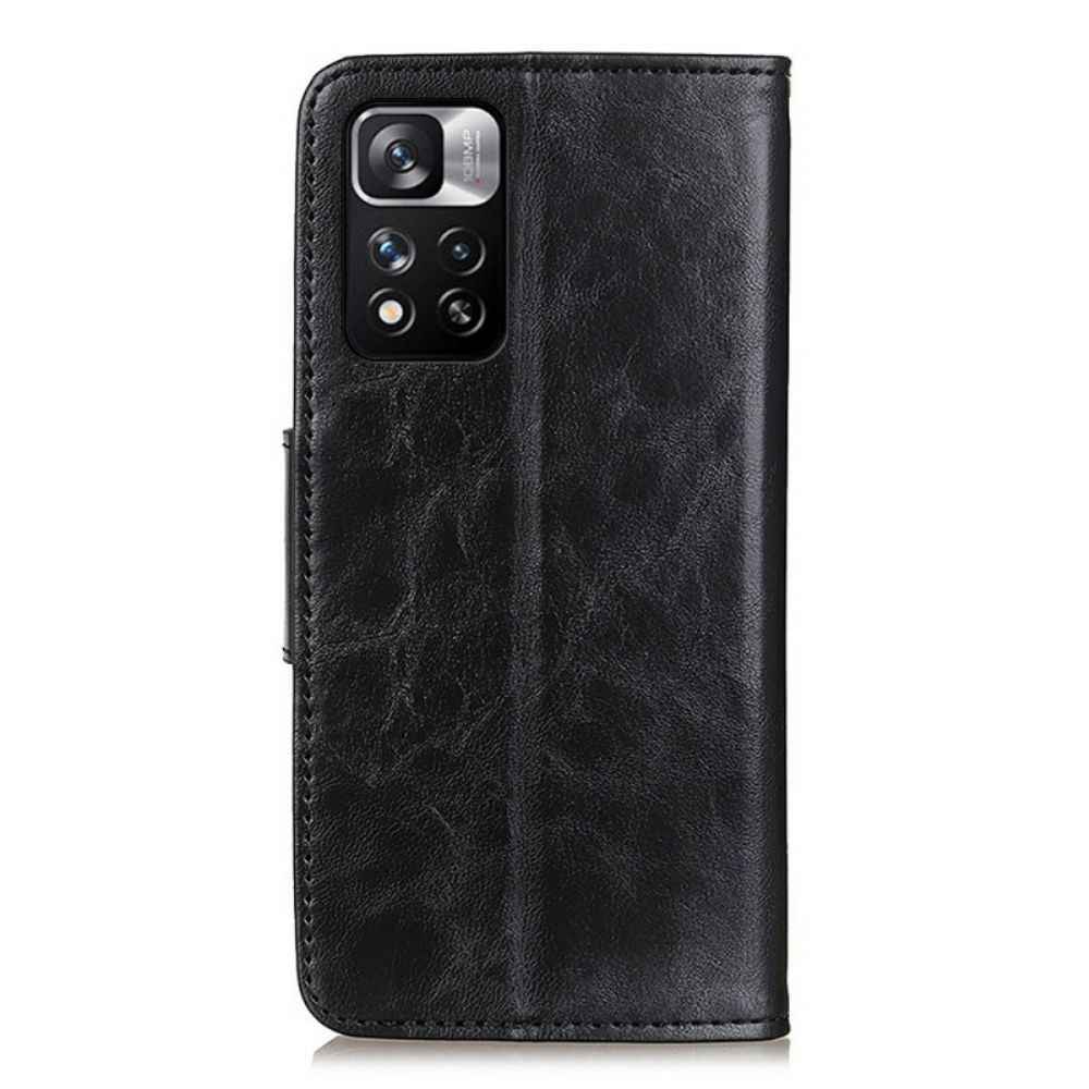 Flip Case Für Xiaomi Redmi Note 11 Pro Plus 5G Wendeverschluss Aus Spaltleder