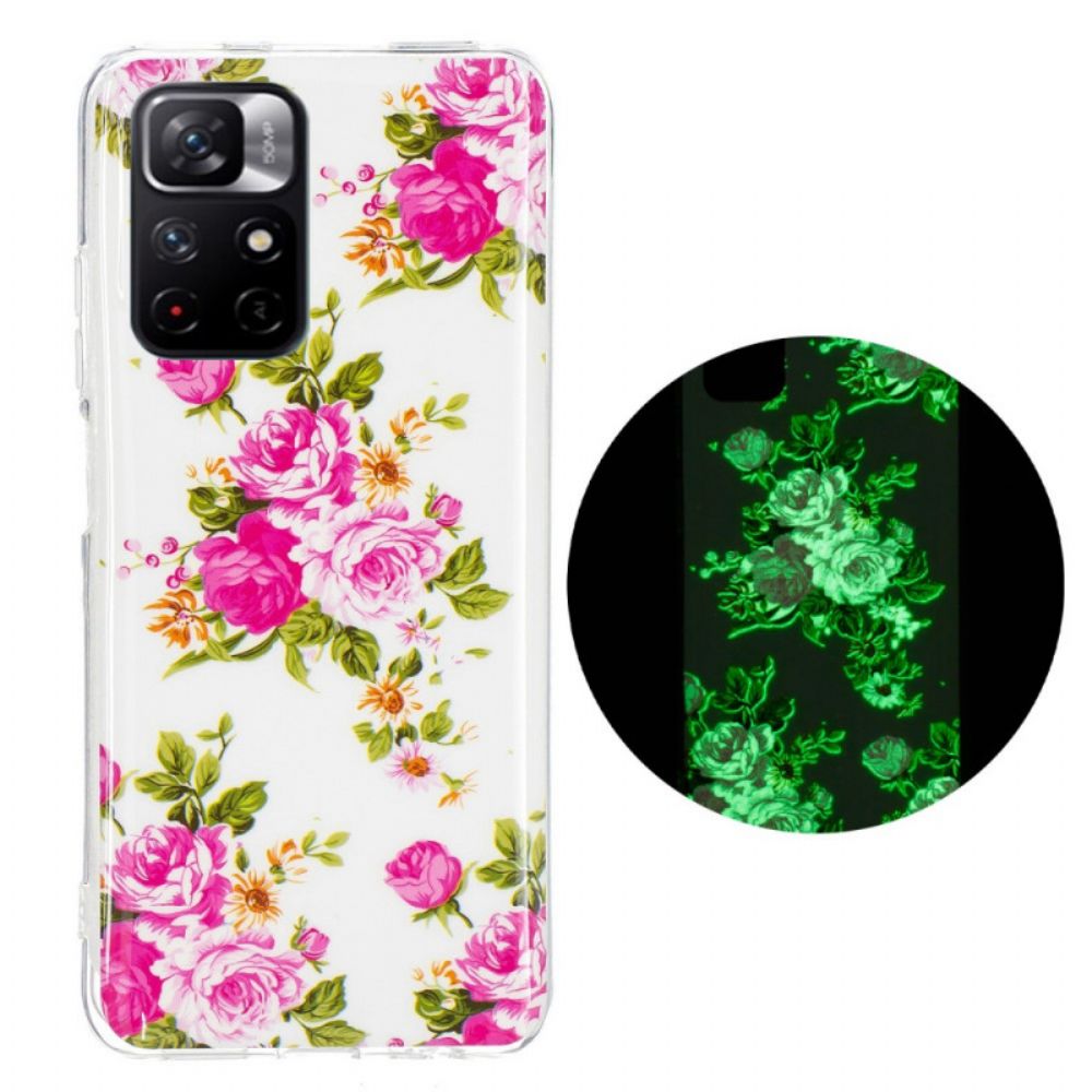 Handyhülle Für Xiaomi Redmi Note 11 Pro Plus 5G Fluoreszierende Freiheitsblumen