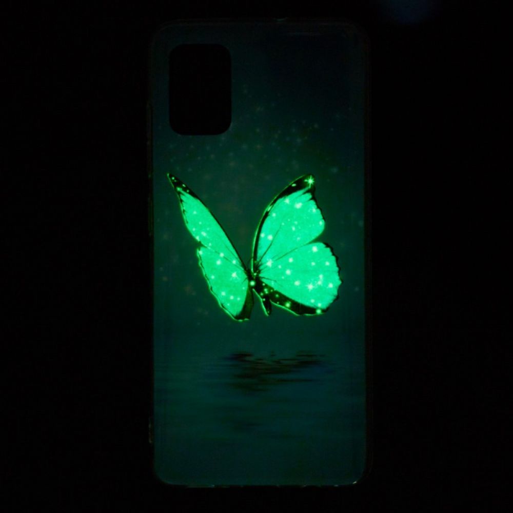 Hülle Für Xiaomi Redmi Note 11 Pro Plus 5G Fluoreszierender Blauer Schmetterling