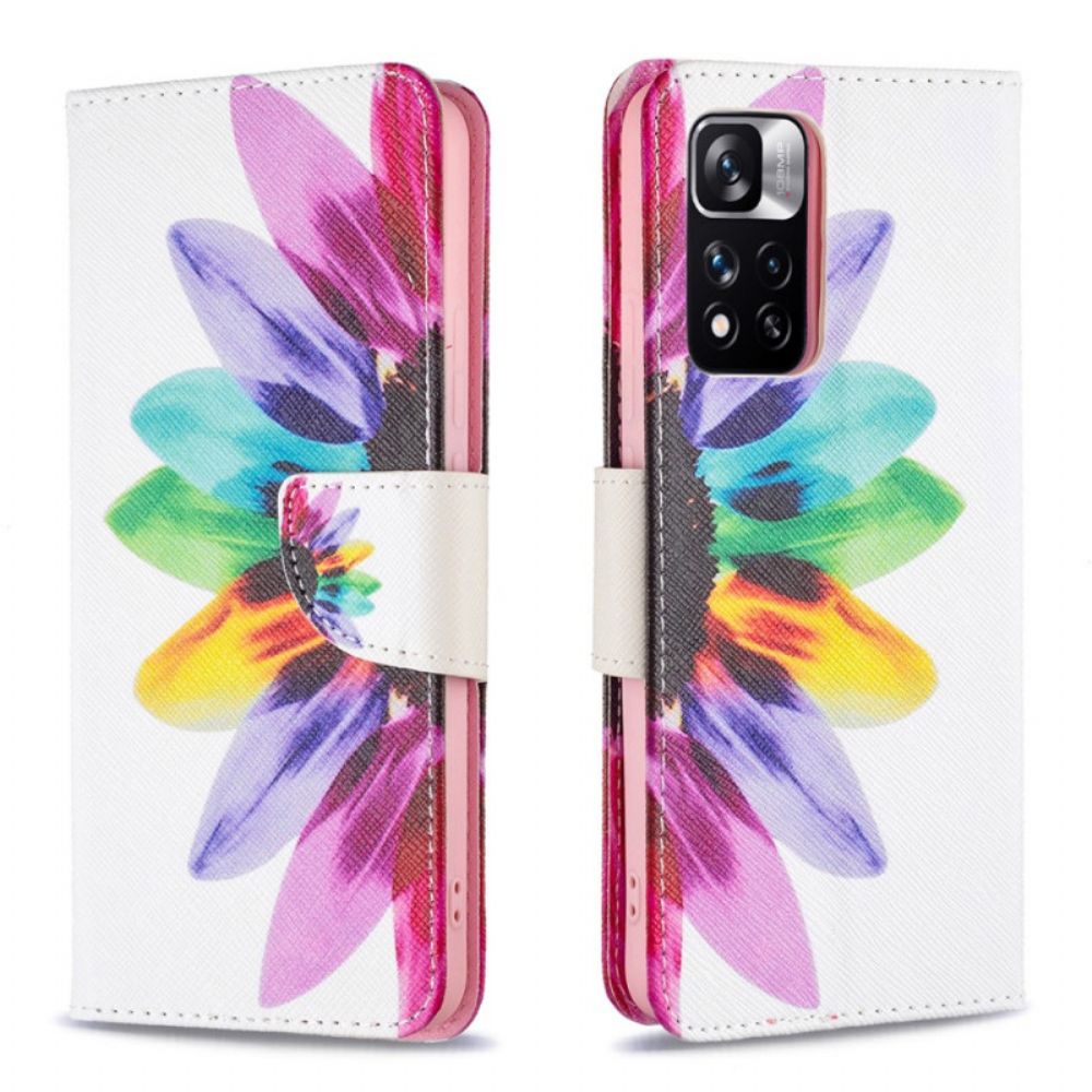 Lederhüllen Für Xiaomi Redmi Note 11 Pro Plus 5G Aquarell Blume