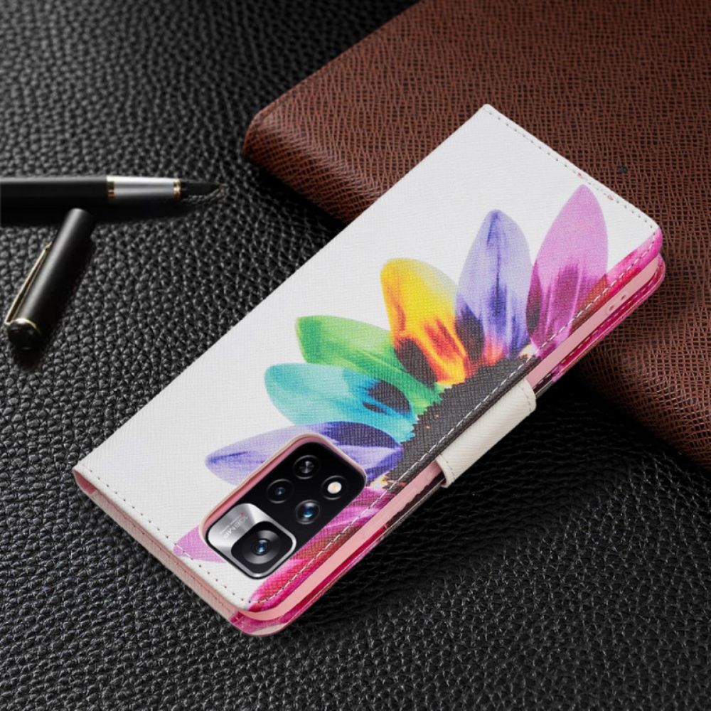 Lederhüllen Für Xiaomi Redmi Note 11 Pro Plus 5G Aquarell Blume