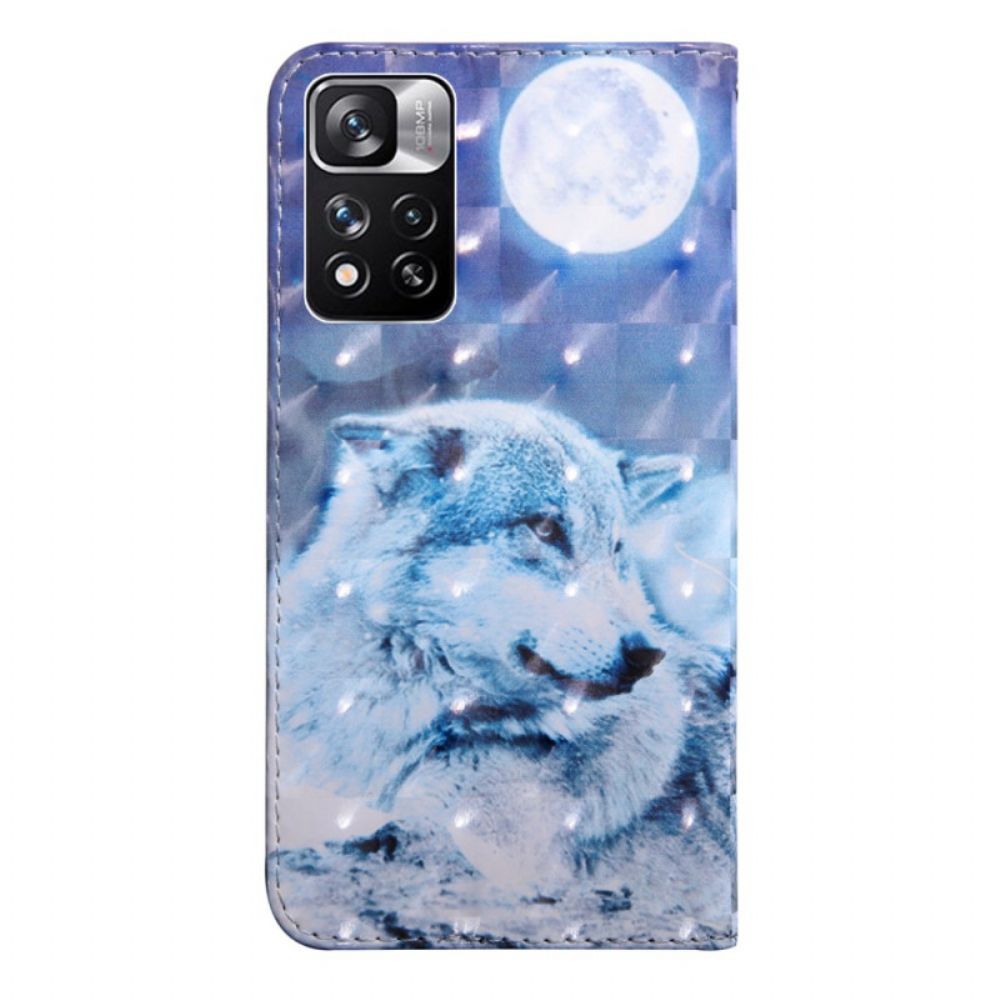 Lederhüllen Für Xiaomi Redmi Note 11 Pro Plus 5G Aquarell Wolf