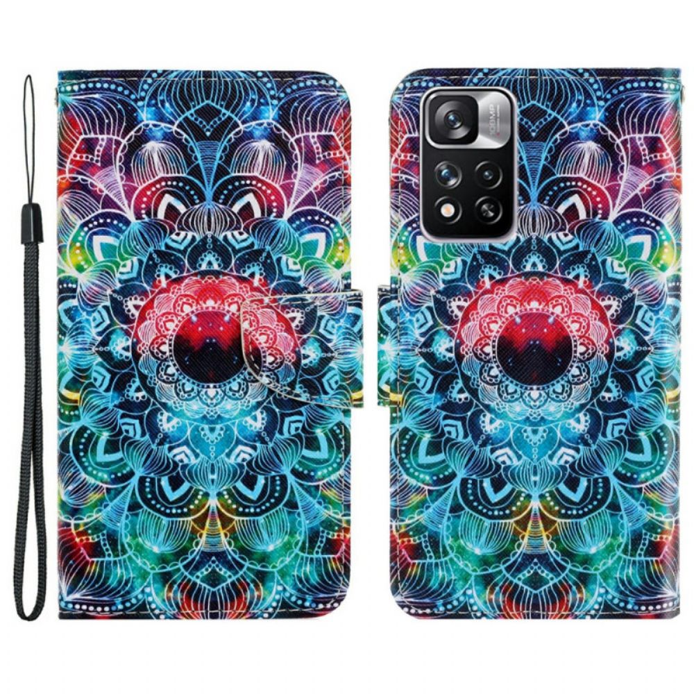 Lederhüllen Für Xiaomi Redmi Note 11 Pro Plus 5G Mit Kordel Auffälliges Riemchen-mandala