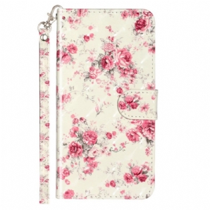 Lederhüllen Für Xiaomi Redmi Note 11 Pro Plus 5G Mit Kordel Liberty Strap Blumen