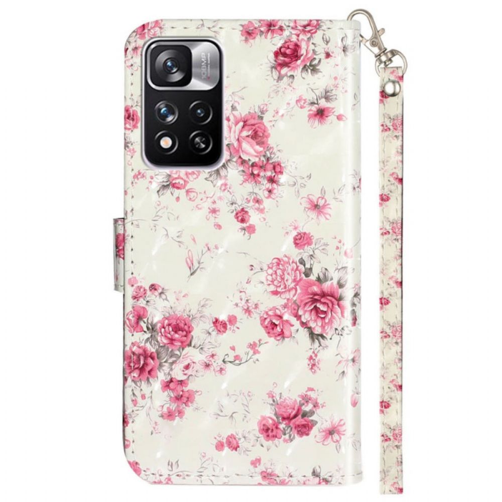 Lederhüllen Für Xiaomi Redmi Note 11 Pro Plus 5G Mit Kordel Liberty Strap Blumen