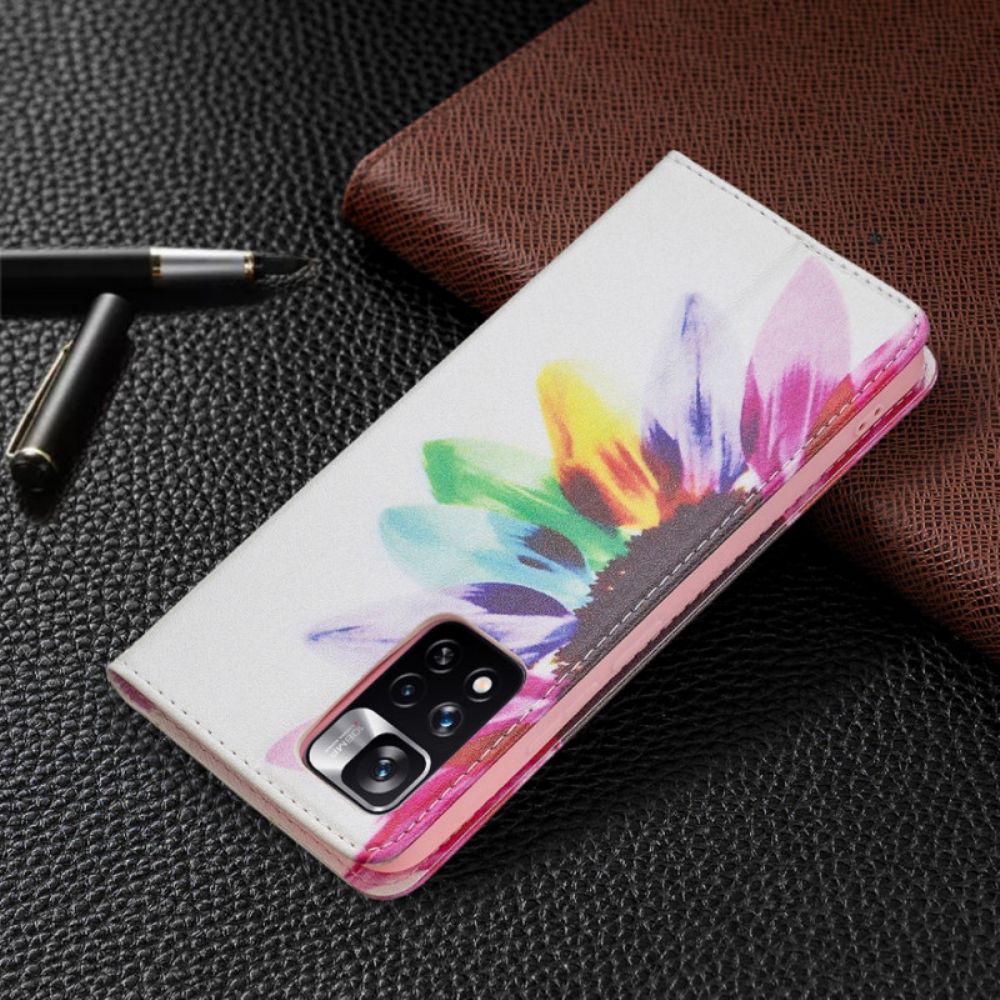 Schutzhülle Für Xiaomi Redmi Note 11 Pro Plus 5G Flip Case Aquarell Blume