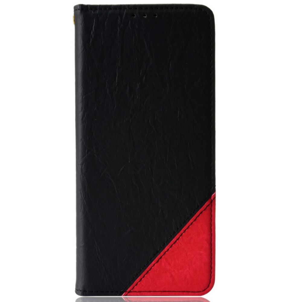 Schutzhülle Für Xiaomi Redmi Note 11 Pro Plus 5G Flip Case Schräges Zweifarbiges Kunstleder