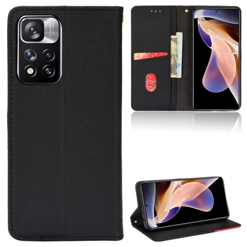 Schutzhülle Für Xiaomi Redmi Note 11 Pro Plus 5G Flip Case Schräges Zweifarbiges Kunstleder