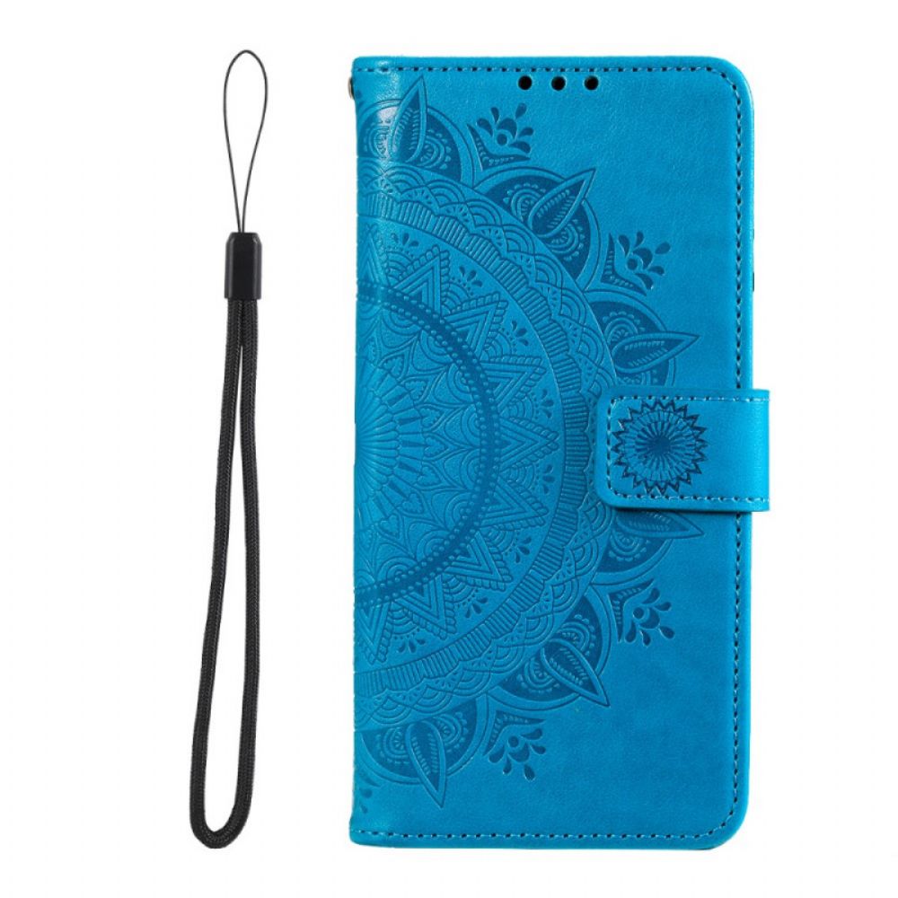 Flip Case Für Poco F4 Sonnen-mandala Mit Lanyard