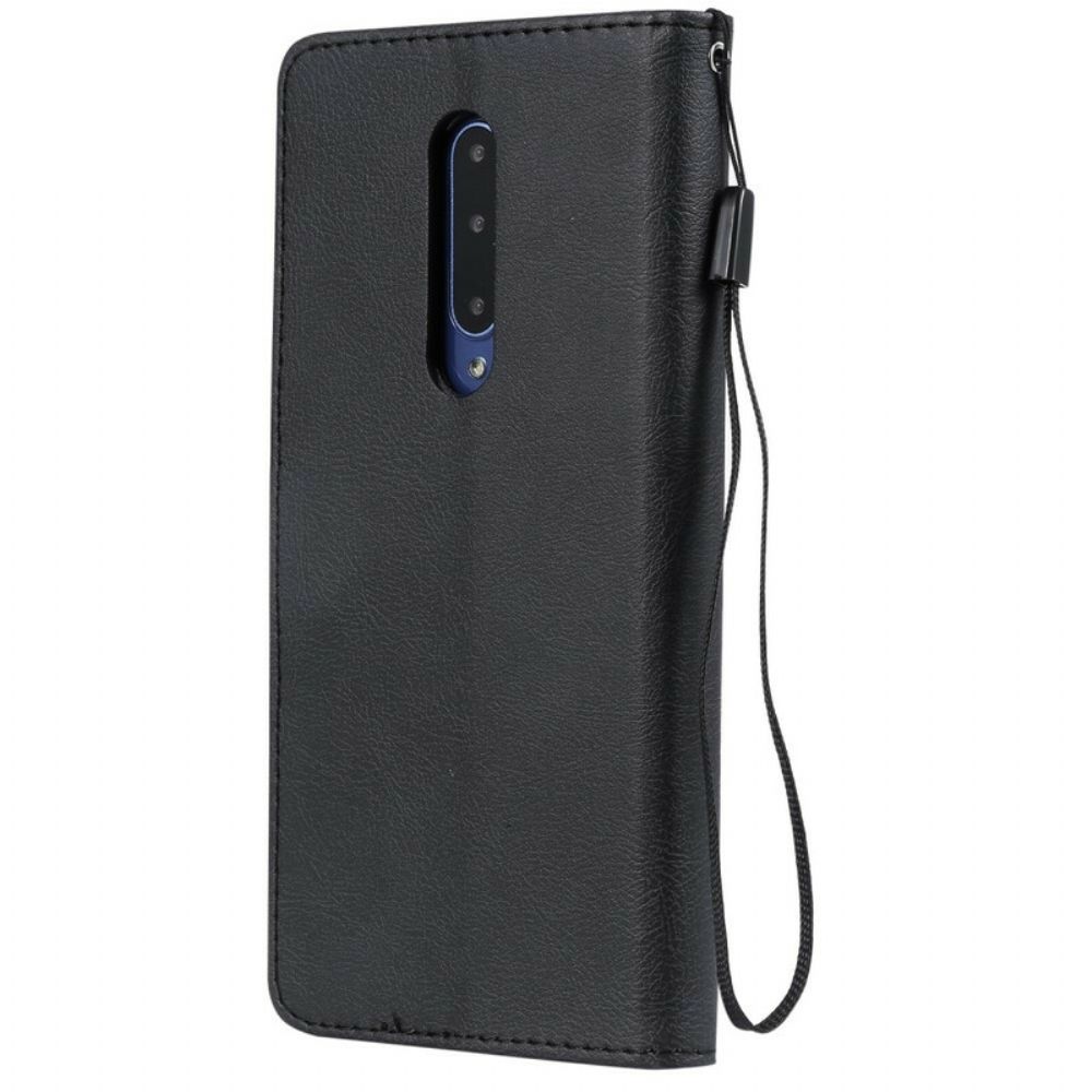 Flip Case Für OnePlus 7 Pro Mit Kordel Armband Lederoptik