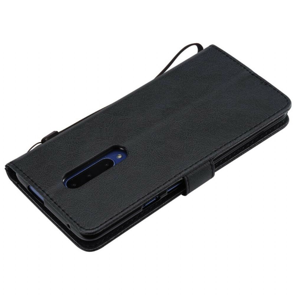 Flip Case Für OnePlus 7 Pro Mit Kordel Armband Lederoptik