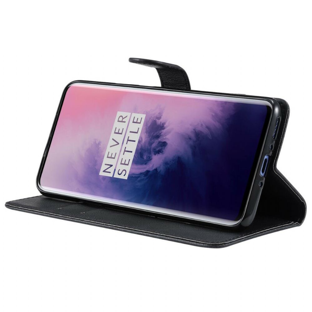 Flip Case Für OnePlus 7 Pro Mit Kordel Armband Lederoptik