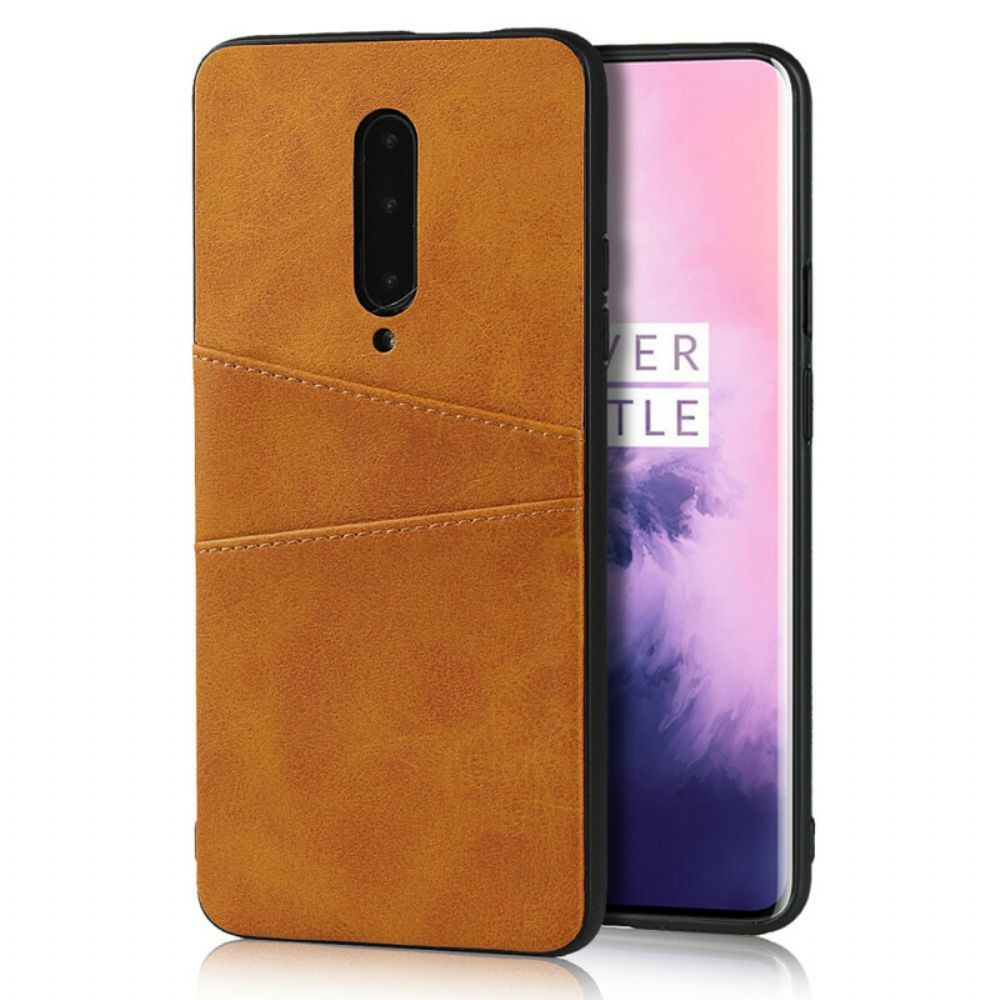 Handyhülle Für OnePlus 7 Pro Doppelter Kartenhalter Mit Lederstruktur