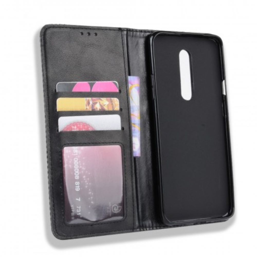 Schutzhülle Für OnePlus 7 Pro Flip Case Stilisierter Vintage-ledereffekt