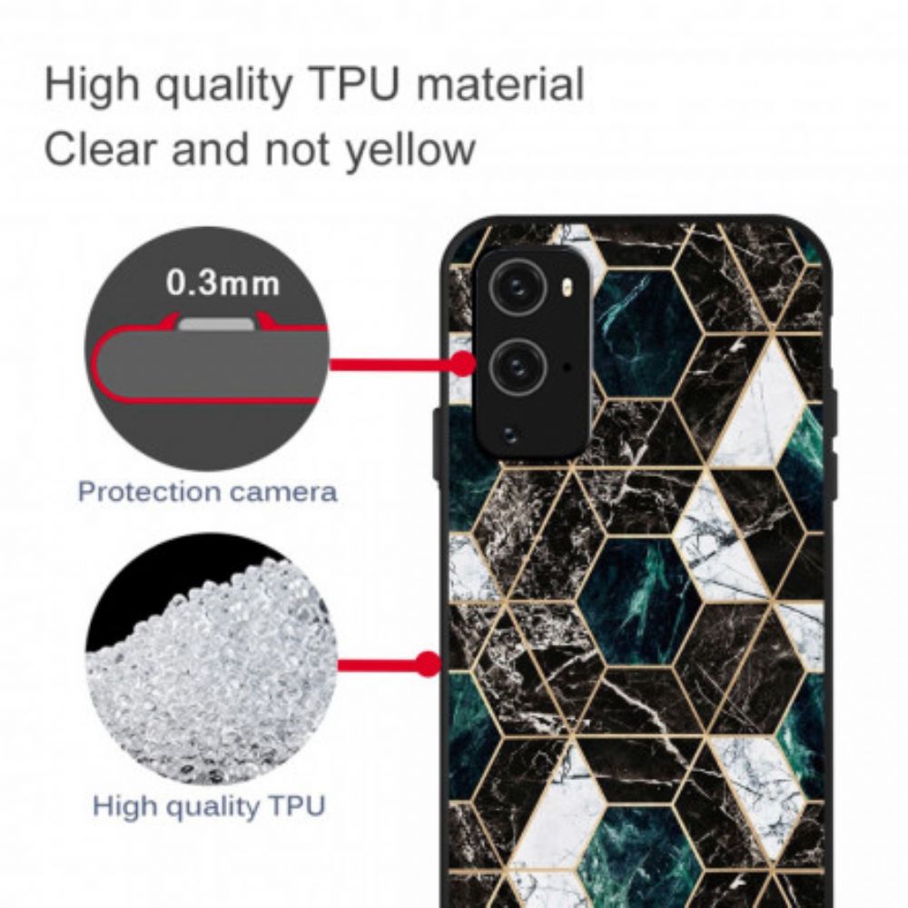 Handyhülle Für OnePlus 9 Pro Farbige Geometrie-marmor