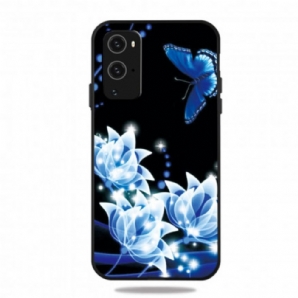 Hülle Für OnePlus 9 Pro Schmetterling Und Blaue Blumen