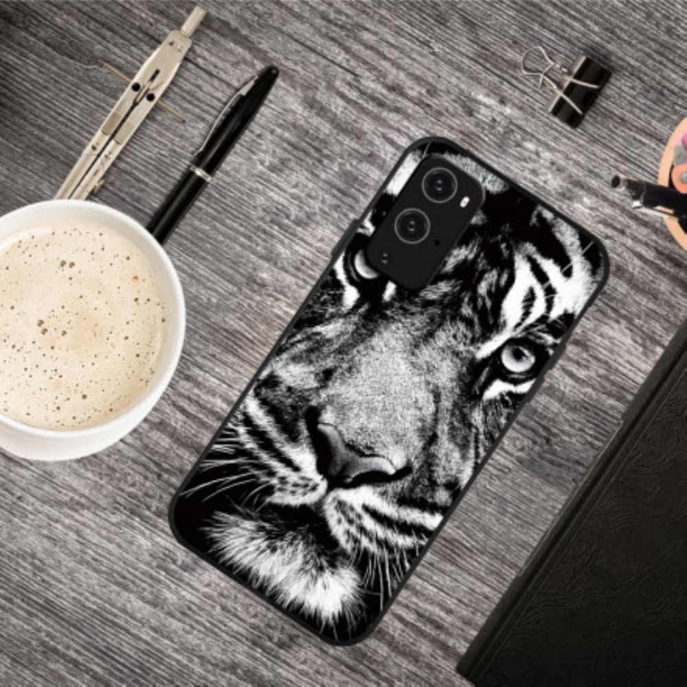 Hülle Für OnePlus 9 Pro Schwarzer Und Weißer Tiger