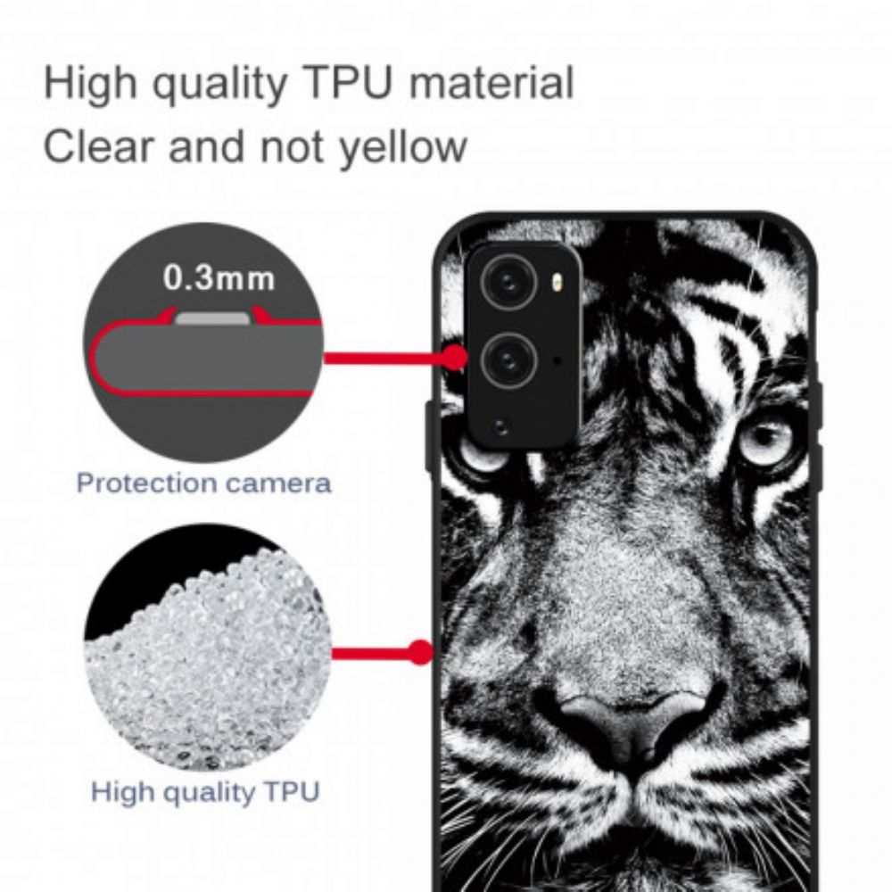 Hülle Für OnePlus 9 Pro Schwarzer Und Weißer Tiger