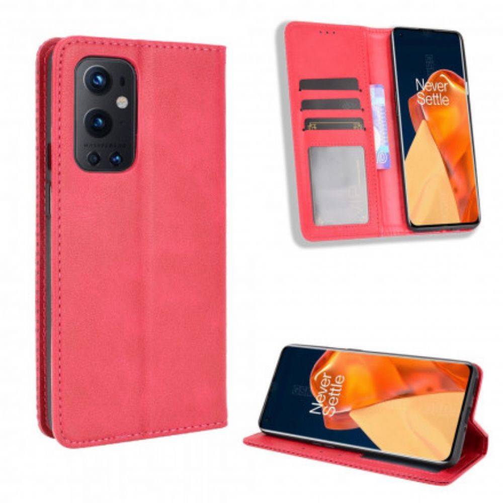 Schutzhülle Für OnePlus 9 Pro Flip Case Stilisierter Vintage-ledereffekt