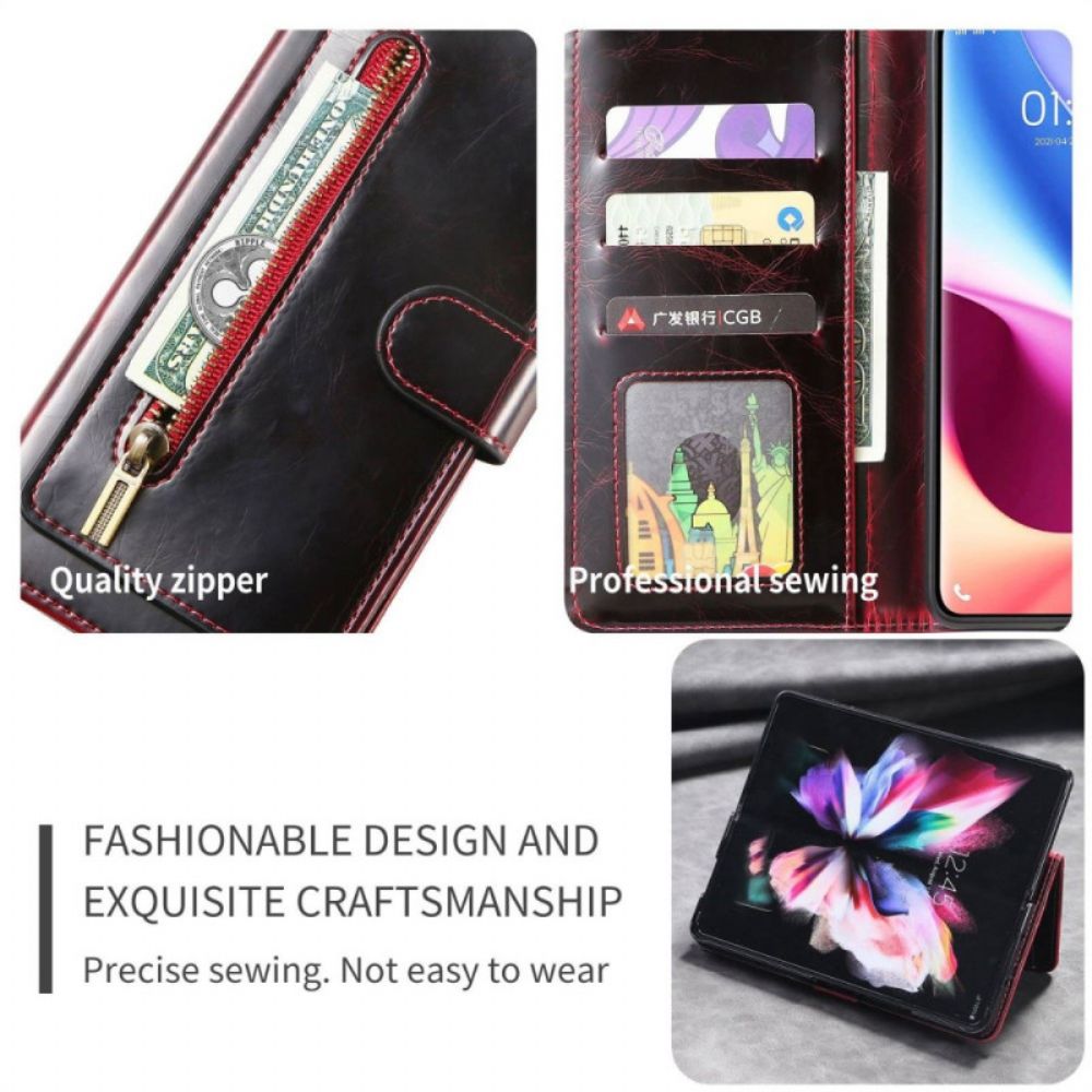 Flip Case Für Samsung Galaxy Z Fold 4 Kunstleder Multi-taschen