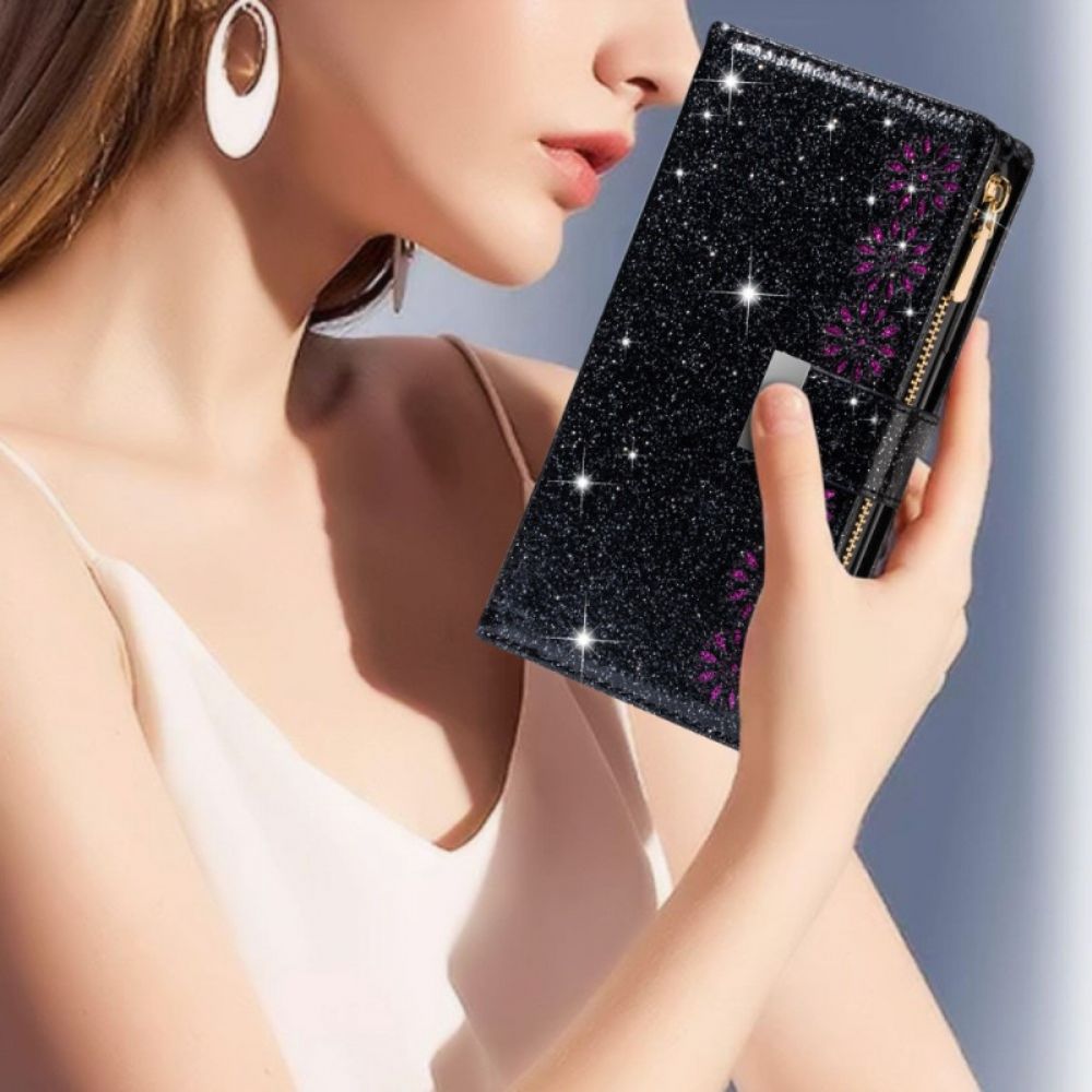 Lederhüllen Für Samsung Galaxy Z Fold 4 Ultra Pailletten Mit Riemen