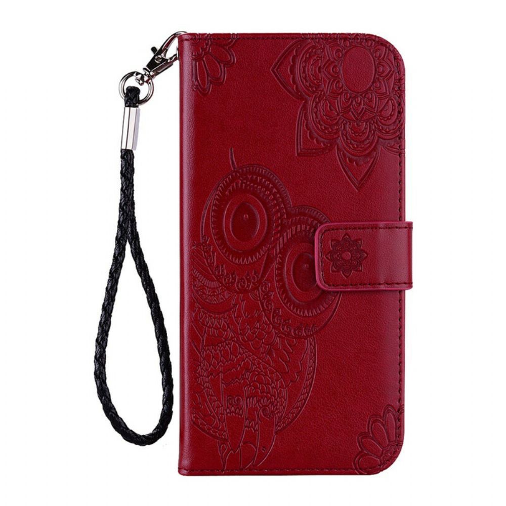 Flip Case Für Samsung Galaxy A41 Eulen-mandala Und Lanyard