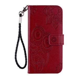 Flip Case Für Samsung Galaxy A41 Eulen-mandala Und Lanyard